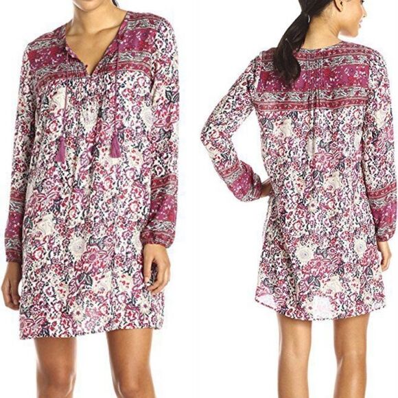 LUCKY Brand Pleated Natural Multi Shift Dress - Picture 1 of 8